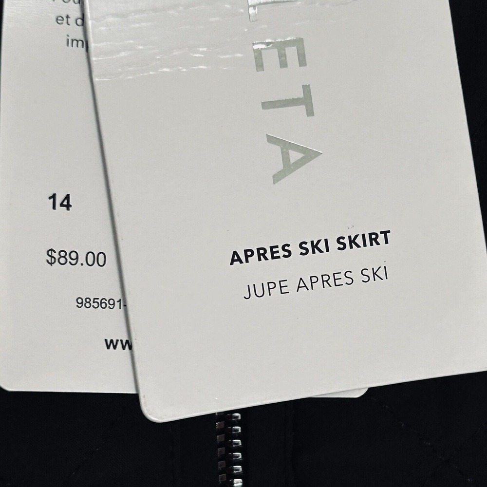 Athleta Apres Ski Skirt Black Quilted Water Resistant Size 14 Gym Pickleball NWT - Picture 6 of 10